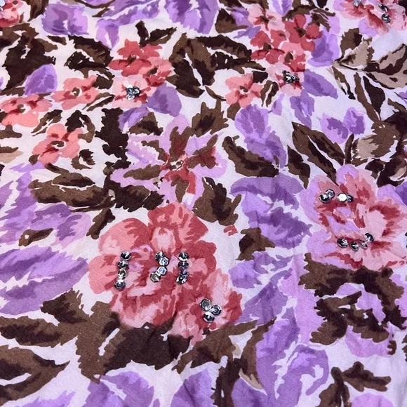 George Floral Midi Skirt in Purple and Pink - Picture 3 of 5